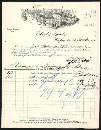 Rechnung Würzburg 1909, Firma Ebert & Jacobi, Gesamtansicht des Betriebsgeländes