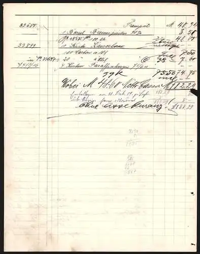 Rechnung Würzburg 1909, Firma Ebert & Jacobi, Das Geschäftsgelände aus der Vogelschau