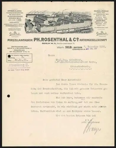 Rechnung Selb i. Bayern 1926, Ph. Rosenthal & Co., Porzellanfabrik AG, Gesamtansicht des Werkes