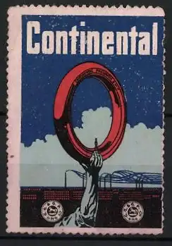 Reklamemarke Continental, Hand mit Reifen