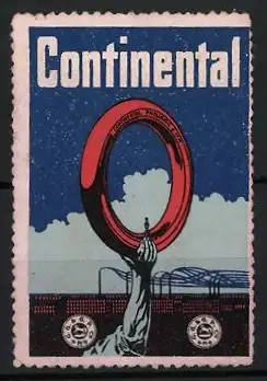 Reklamemarke Continental, Continental-Reifen, Hand mit Reifen