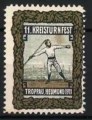 Reklamemarke Troppau, 11. Kreisturnfest 1911, Sportler mit Speer