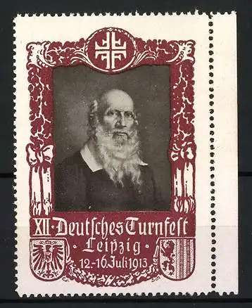 Reklamemarke Leipzig, XII. Deutsches Turnfest 1913, Porträt Friedrich Ludwig Jahn