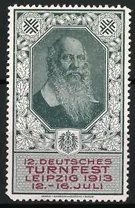 Reklamemarke Leipzig, 12. Deutsches Turnfest 1913, Porträt Turnvater Friedrich Ludwig Jahn