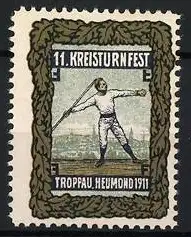 Reklamemarke Troppau, 11. Kreisturnfest 1911, Speerwerfer