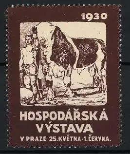 Reklamemarke Prag, Hospodárská Výstava 1930, Stier und Bauer