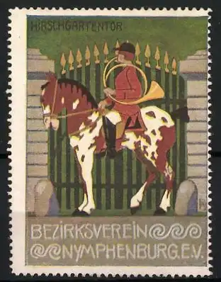 Reklamemarke Nymphenburg, Bezirksverein, Reiter am Hirschgartentor