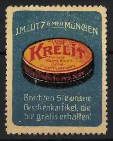 Reklamemarke München, J.M. Lutz GmbH, Krelit Dose