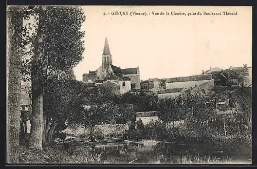 AK Gencay, Vue de la Clouère prise du Boulevard Thézard