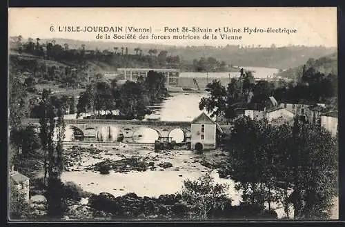 AK L`Isle-Jourdain, Pont St-Silvain et Usine Hydro-électrique de la Société des forces motrices de la Vienne