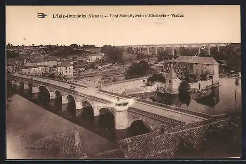 AK L`Isle-Jourdain, Pont Saint-Sylvain et Viaduc avec Minoterie