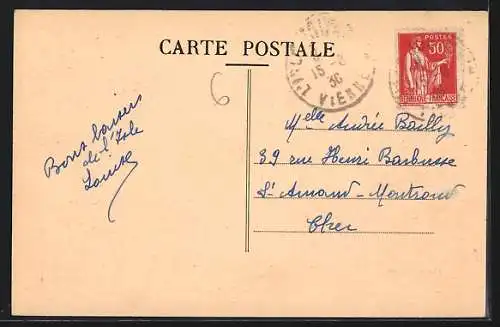 AK L`Isle-Jourdain, Vue générale de Bourpeuil avec pont sur la rivière