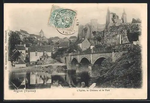 AK Angles, L`Église, le Château et le Pont