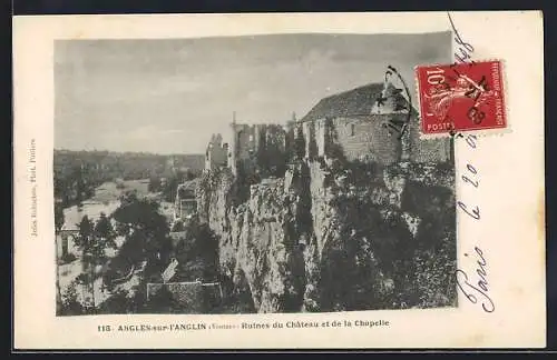 AK Angles-sur-l`Anglin, Ruines du Château et de la Chapelle