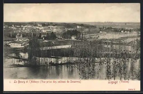 AK Ligugé, Le Bourg et l`Abbaye, Vue prise des collines de Smarves