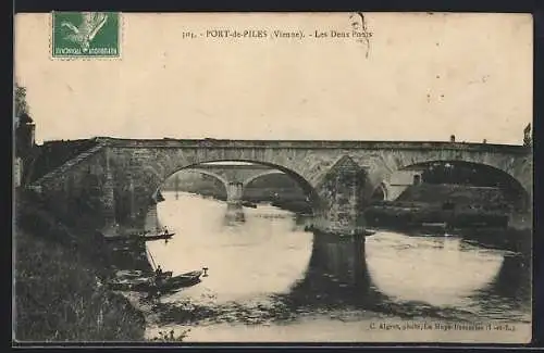 AK Port-de-Piles, Les Deux Ponts sur la Vienne