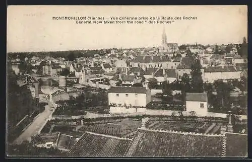 AK Montmorillon, Vue générale prise de la Route des Roches
