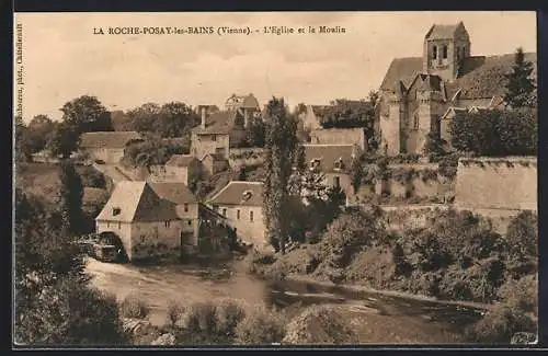 AK La Roche-Posay, L`Église et le Moulin