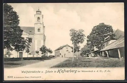 AK Hafnerberg bei Weissenbach, Wallfahrtskirche und Schule