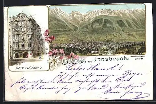 Lithographie Innsbruck, Kathol. Casino, Totalansicht