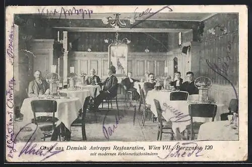 AK Wien, Dominik Antropps Restaurant, Innenansicht, Burggasse 120