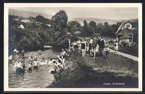 AK Anger, Belebte Szene im Strandbad