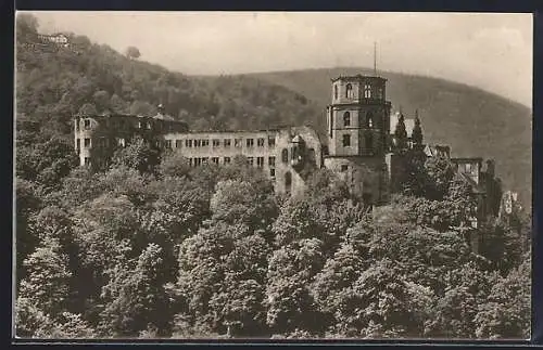 AK Heidelberg, Das Schloss von der Terrasse gesehen