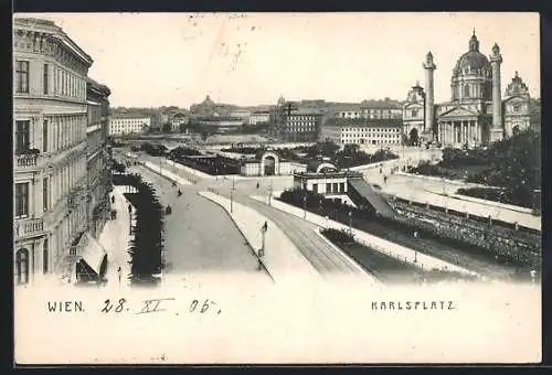 AK Wien, Karlsplatz mit Karls-Kirche