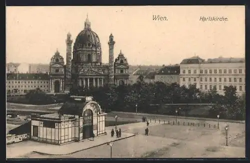 AK Wien, Karlskirche mit Umgebung aus der Vogelschau