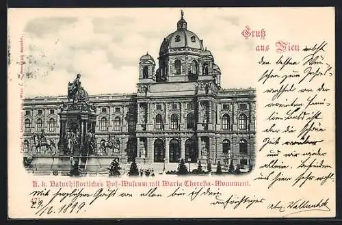 AK Wien, Maria-Theresien-Monument mit Naturhistorischem Hofmuseum