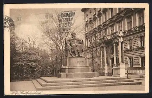 AK Wien, Goethe-Denkmal mit Gebäude-Portal