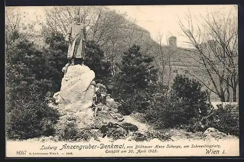 AK Wien, Schmelingplatz, Ludwig Anzengruber-Denkmal