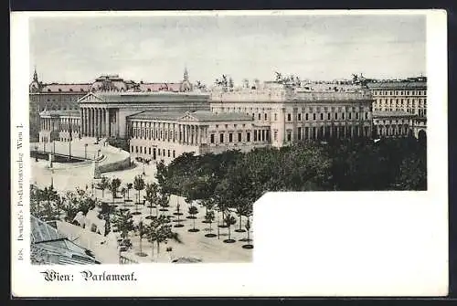 AK Wien, Parlament mit Strasse aus der Vogelschau