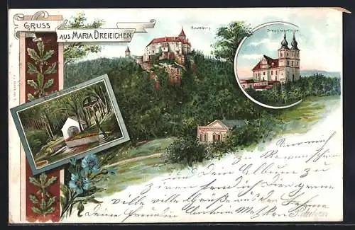 Lithographie Maria Dreieichen, Rosenburg, Bründel Dreieichen, Dreieichen-Kirche