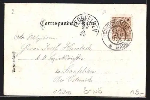 Lithographie Heiligenkreuz bei Baden, Stiftseingang, Romanische Basilicafacade, Ortsansicht