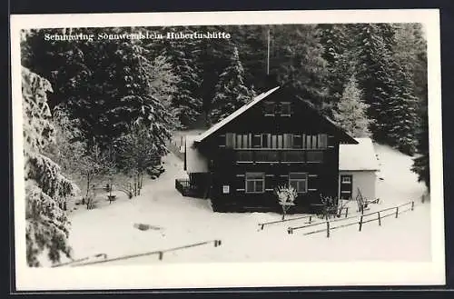 AK Schottwien, Die Hubertushütte am Sonnwendstein im Winter