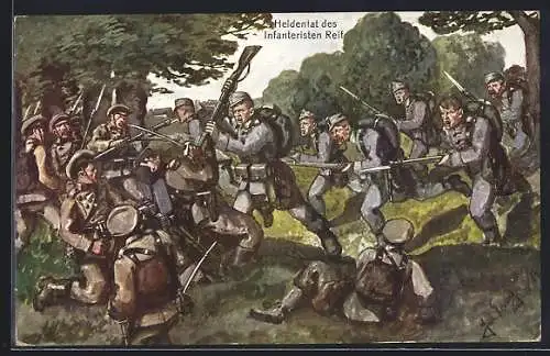 AK Rotes Kreuz Nr., Heldentat des Infanteristen Reif