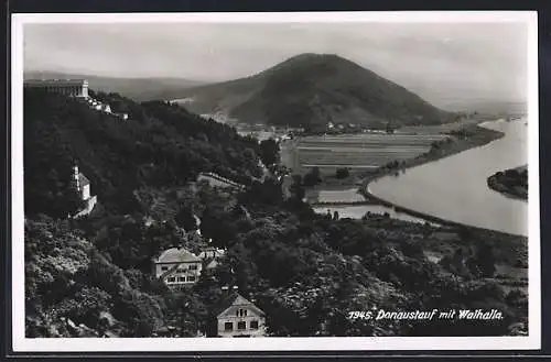 AK Donaustauf, Ortsansicht mit Walhalla