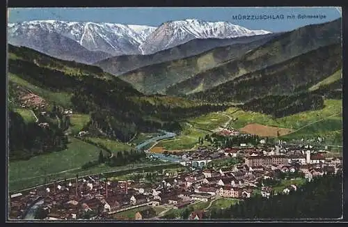 AK Mürzzuschlag, Teilansicht mit Schneealpe