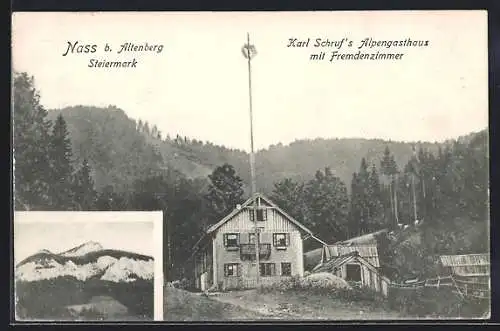 AK Altenberg an der Rax, Nass, Alpengasthaus Karl Schruf mit Fremdenzimmer
