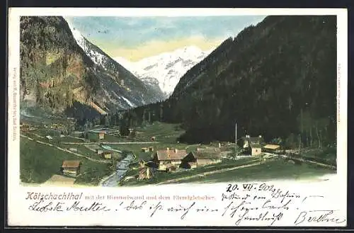 AK Bad Gastein, Blick ins Kötschachthal mit der Himmelwand und dem Elendgletscher