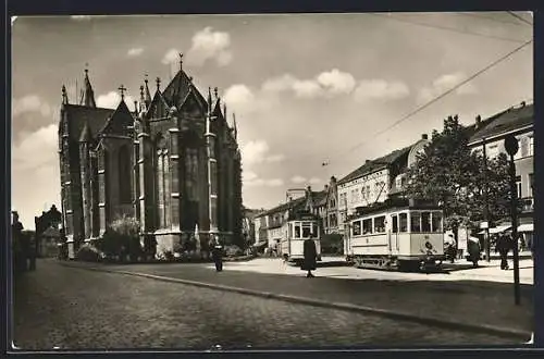 AK Mühlhausen / Thür, Untermarkt mit Strassenbahnen