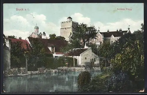 AK Bruck a. L., Schloss Prugg und Leitha-Idylle