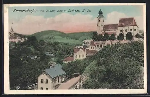 AK Emmersdorf a. d. Donau, Teilansicht mit Kirche