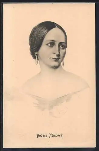 Künstler-AK Bozena Nemcova, Portrait der bekannten Schriftstellerin