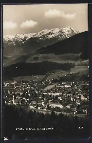 AK Leoben, Gesamtansicht mit Reiting aus der Vogelschau