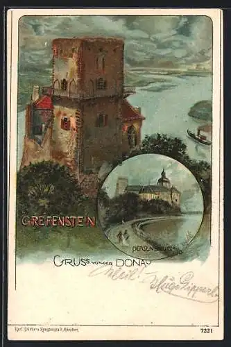 Lithographie St. Andrä-Wördern, Burg Greifenstein
