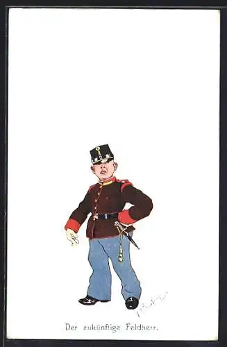 Künstler-AK Fritz Schönpflug: Der zukünftige Feldherr, Karikatur