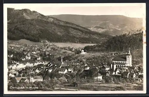 AK Gernsbach, Panorama vom Hügel aus gesehen