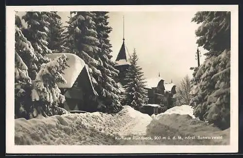 AK Bühl / Baden, Kurhaus Hundseck bei Schneefall